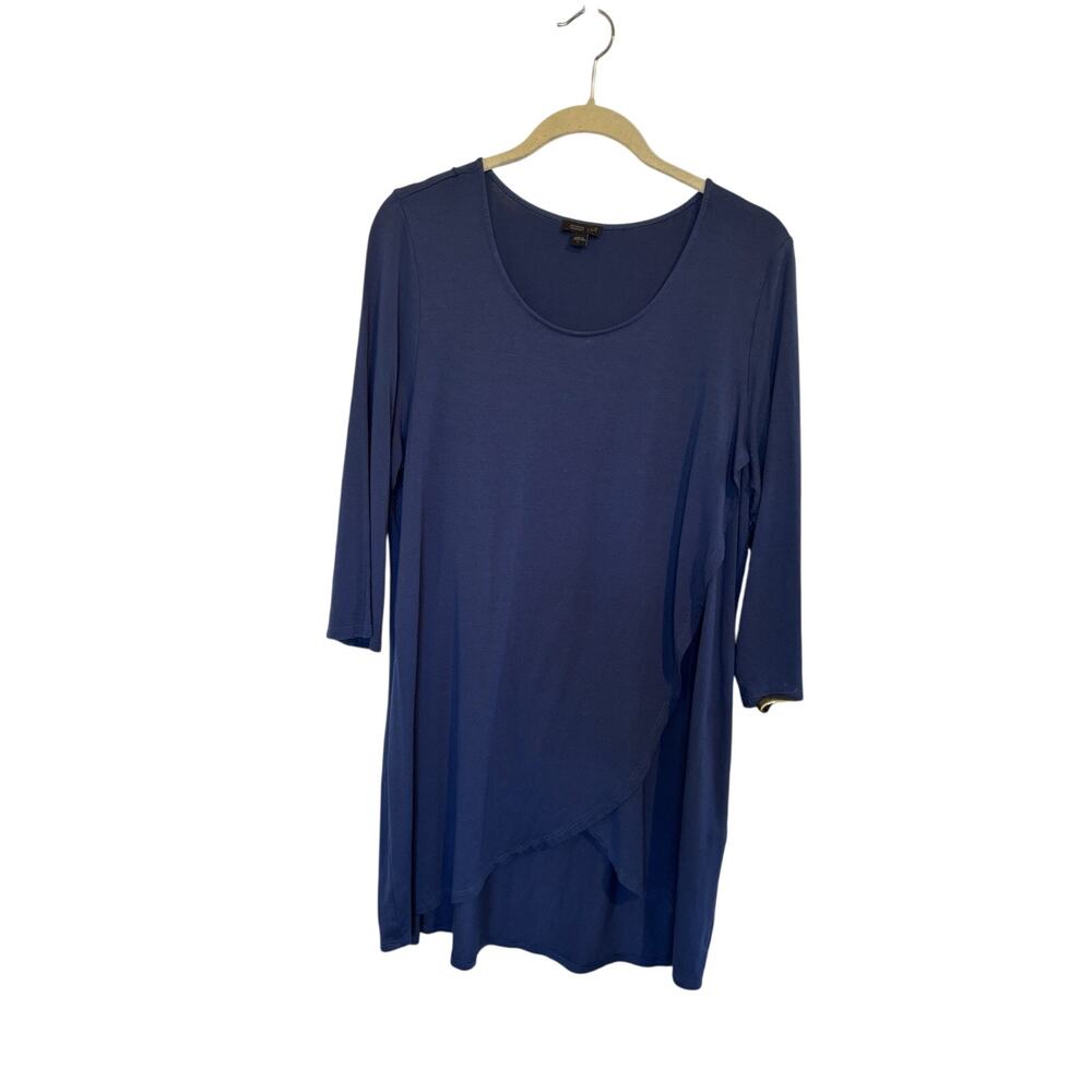 J Jill Wearever Navy Asymmetrical Tunic Size Large Minimalist Classic Casual